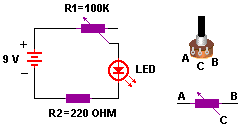 como conectar una resistencia variable a un led